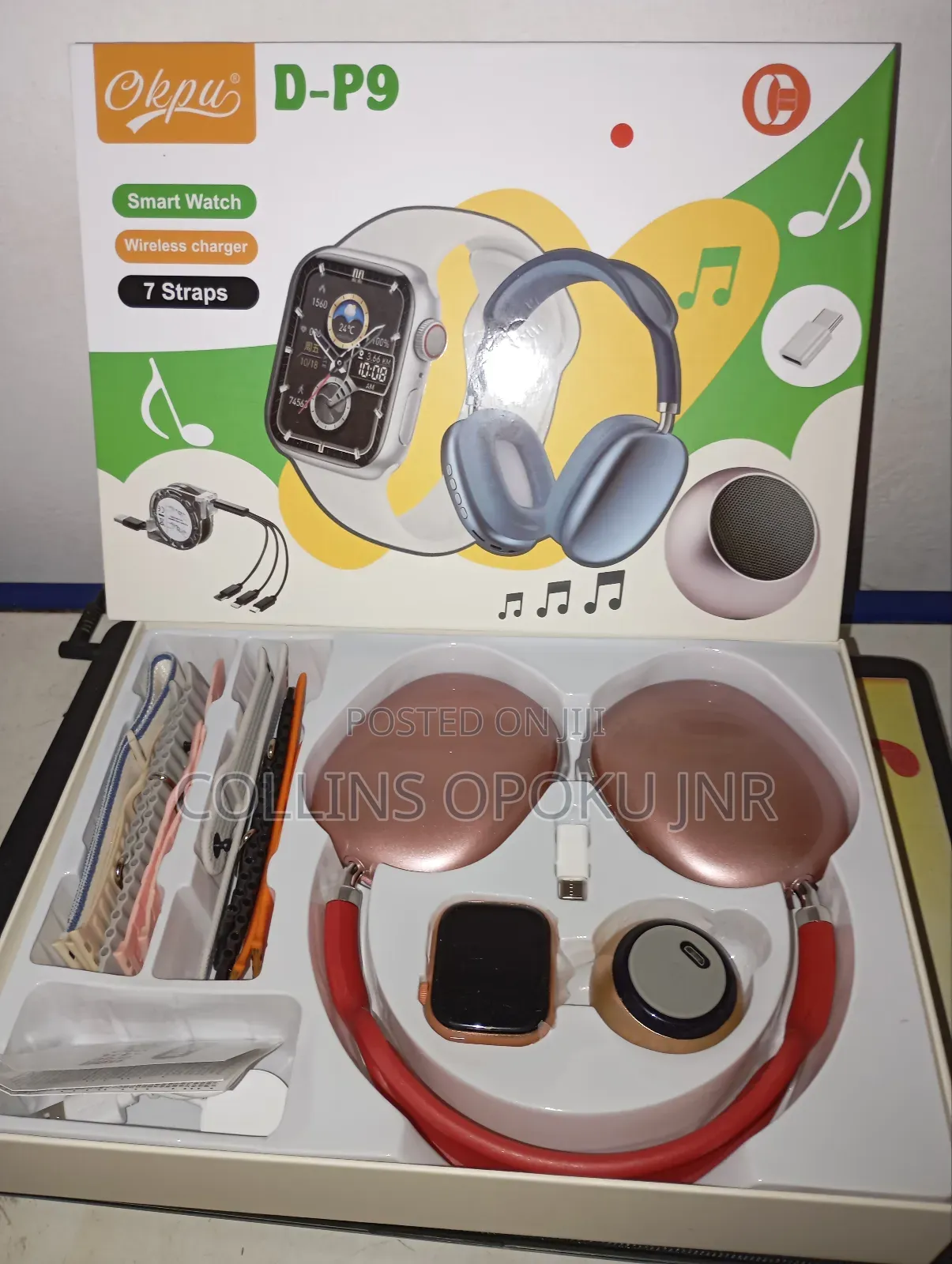 Okpu D-P9 Smart Watch With P9 Headset Bt Speaker - Pink