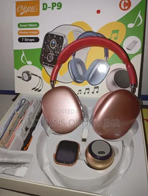 Okpu D-P9 Smart Watch With P9 Headset Bt Speaker - Pink