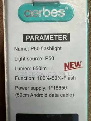 Powerful Aerbes Led 650 Lumens Rechargeable Torch/Flashlight