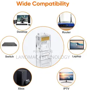 100 Pack Cat 6 Rj45 Connector, Cat6 Pass Through Connectors