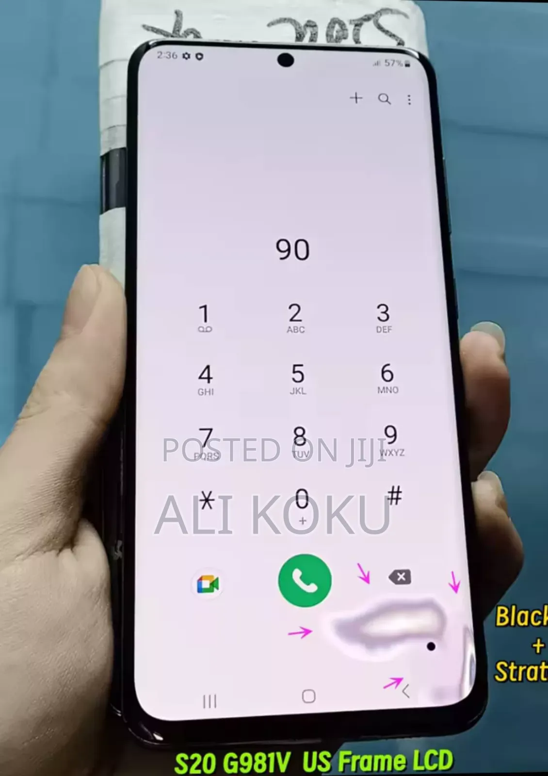 Samsung S20 Screen. 5g With Small Violet Color