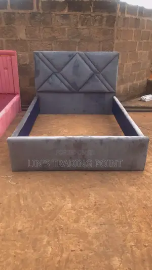 Quality Gray Double Bed Frame/ Suede Fabric