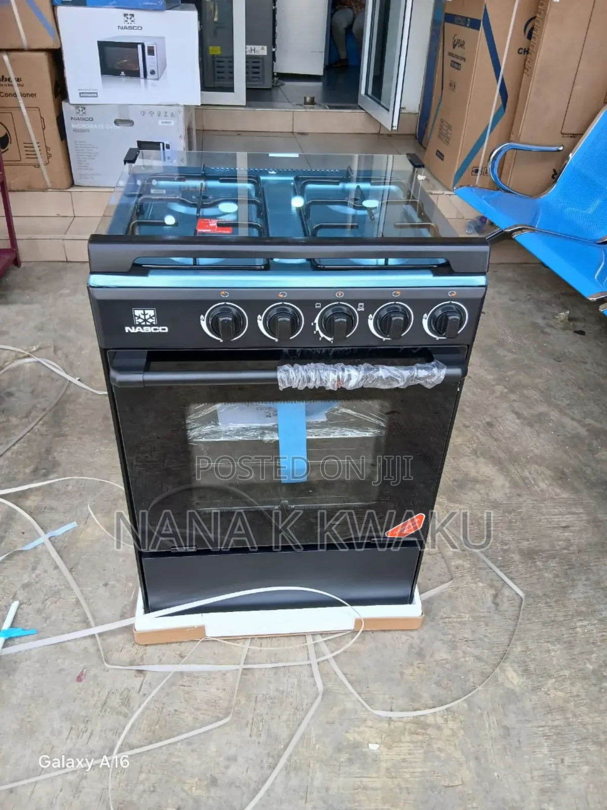Black on Black Colour 60x60 Cooker With Oven Grill Nasgc