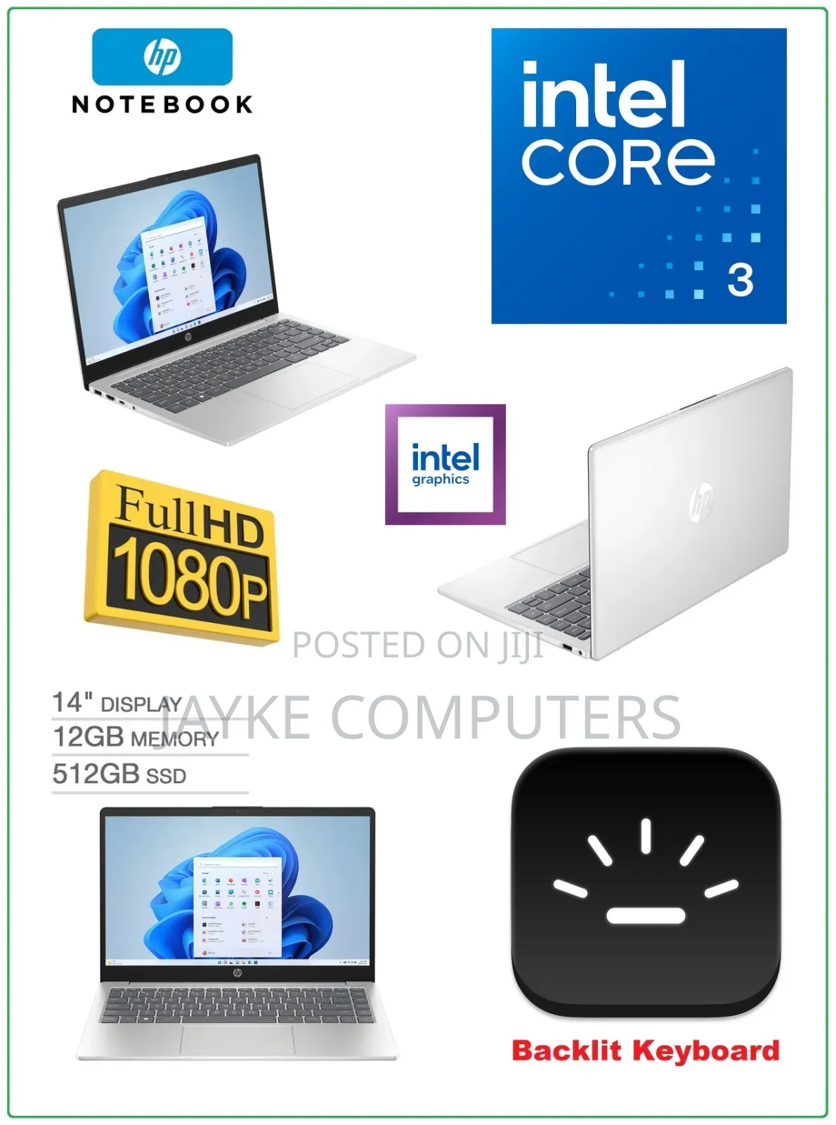 New Laptop HP 14S 12GB Intel Core i3 SSD 512GB