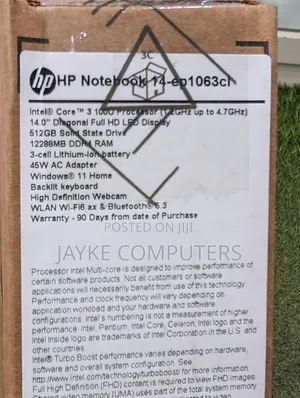 New Laptop HP 14S 12GB Intel Core i3 SSD 512GB