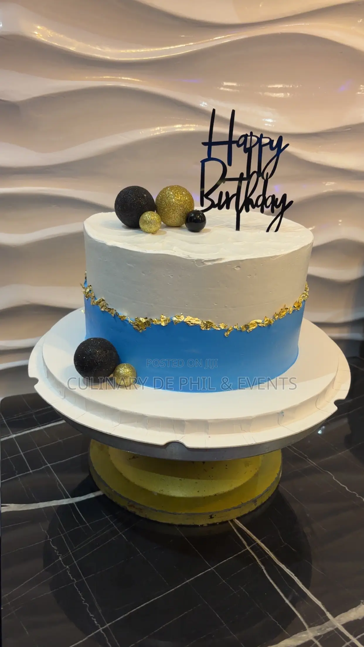 Blue and White Theme Cake