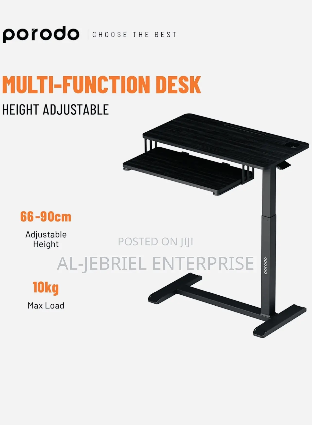 Porodo Adjustable Computer Desk With Keyboard Tray