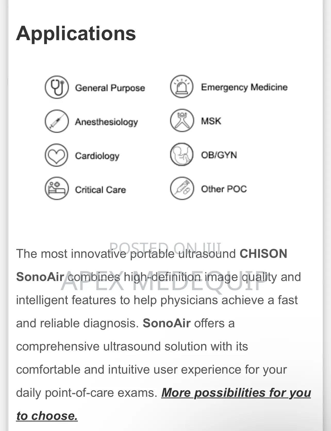 Chison Sonoair-70 Portable Ultraslim Color Ultrasound