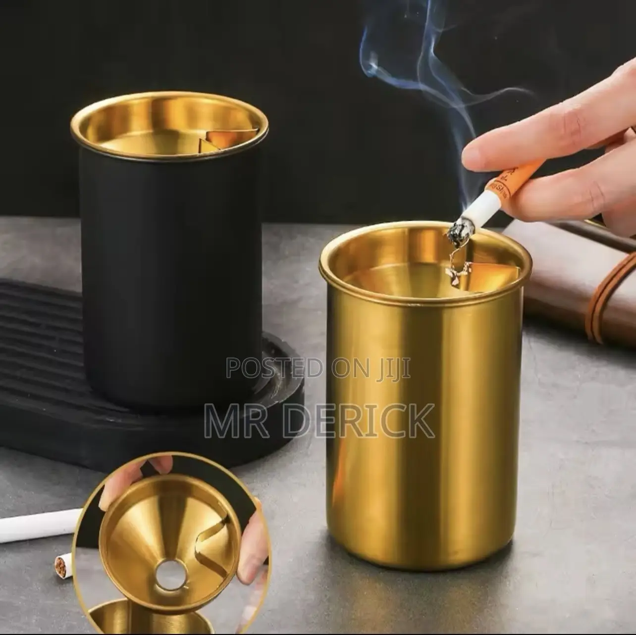 Creative Stainless Steel Ashtray Funnel With Cover Anti-Fly
