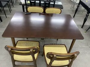 Modern Wooden Dining Table With Soft Cushions Wooden Chairs