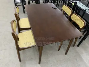 Modern Wooden Dining Table With Soft Cushions Wooden Chairs