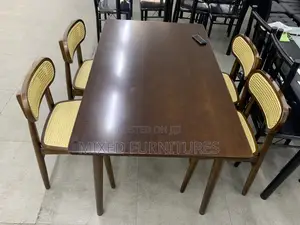 Modern Wooden Dining Table With Soft Cushions Wooden Chairs