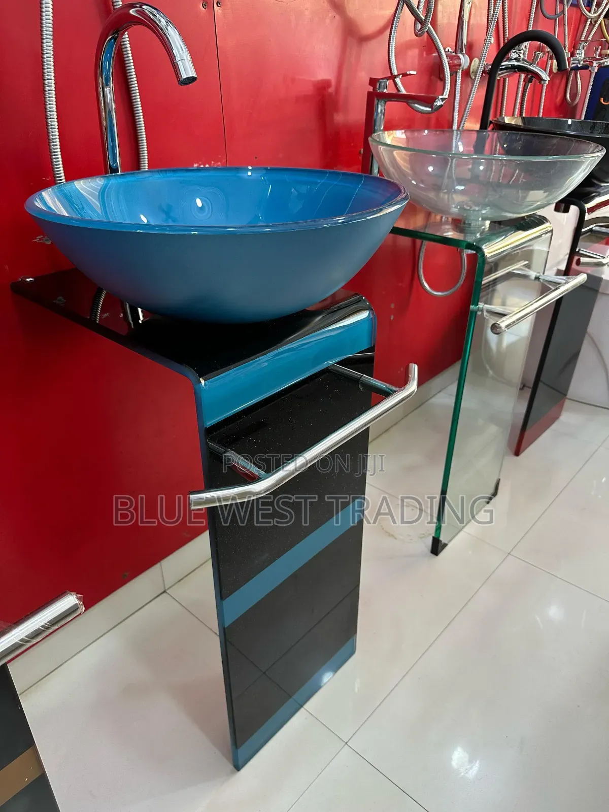 Glass Handwash Basin (Blue Black)