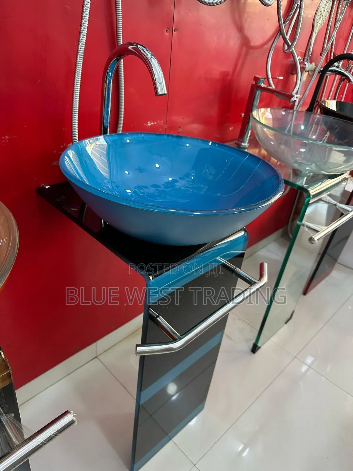 Glass Handwash Basin (Blue Black)