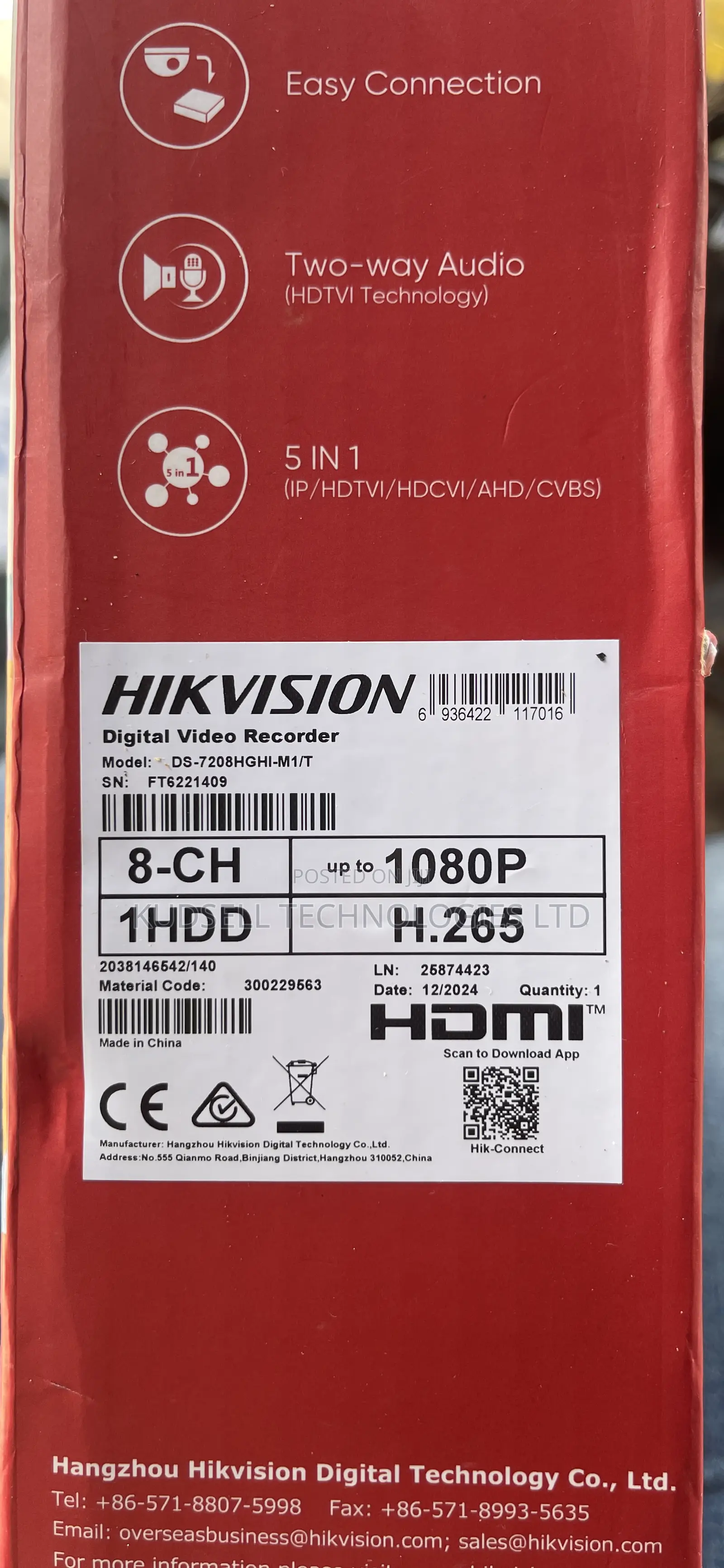 8-Ch 720p 1u H.265 DVR