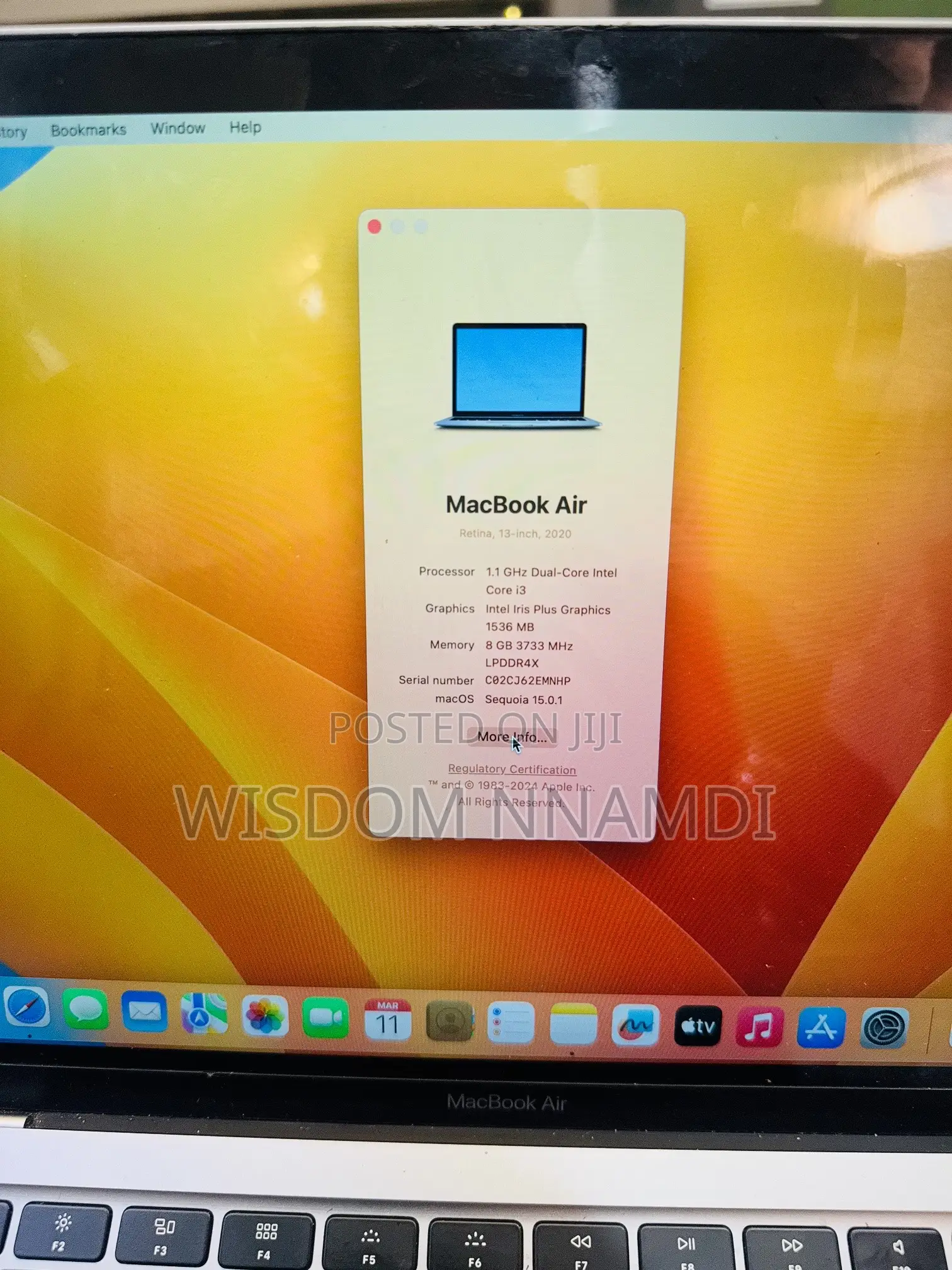 Laptop Apple MacBook Air 2020 8GB Intel Core i3 SSD 256GB