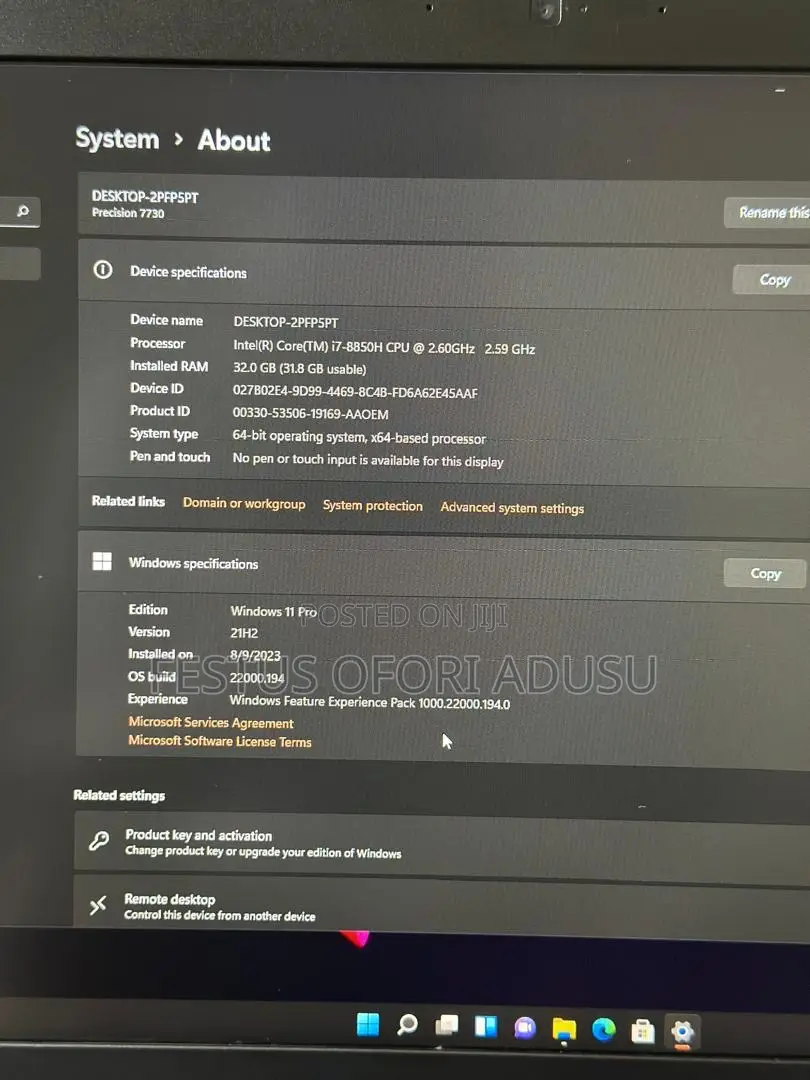 Laptop Dell Precision 7730 32GB Intel Core I7 SSD 1T
