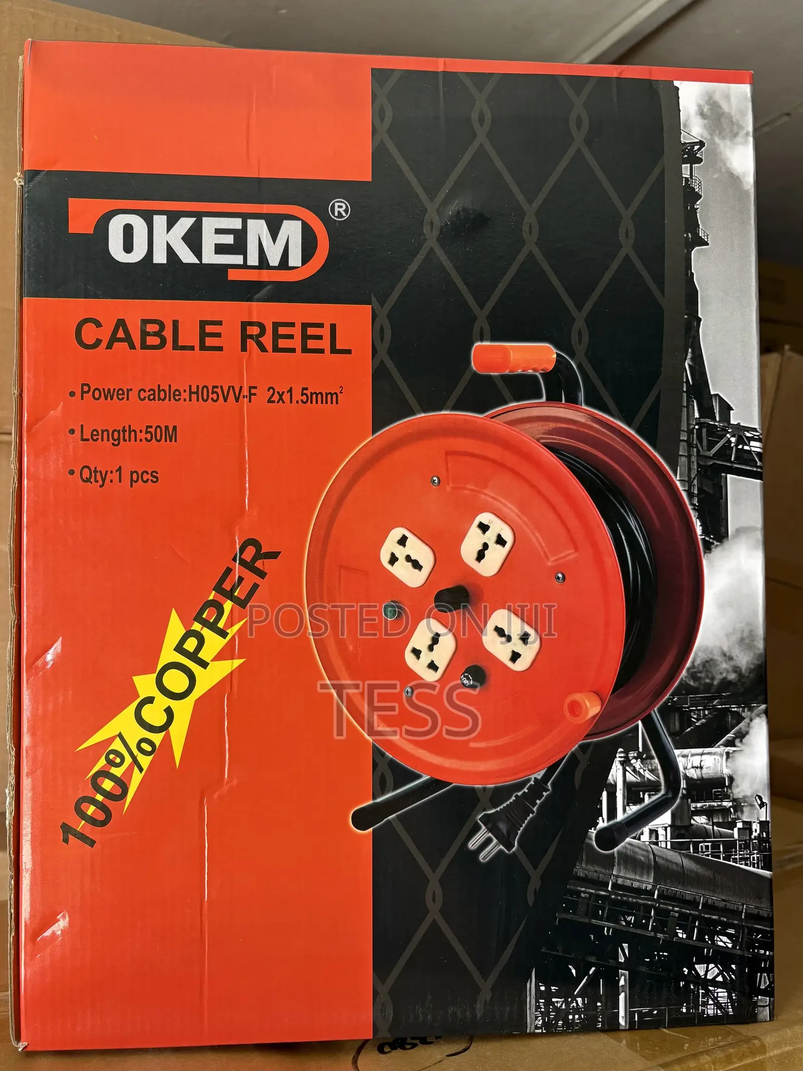 Okem Extension Cable Reel 50m Pure Copper 1.5mm