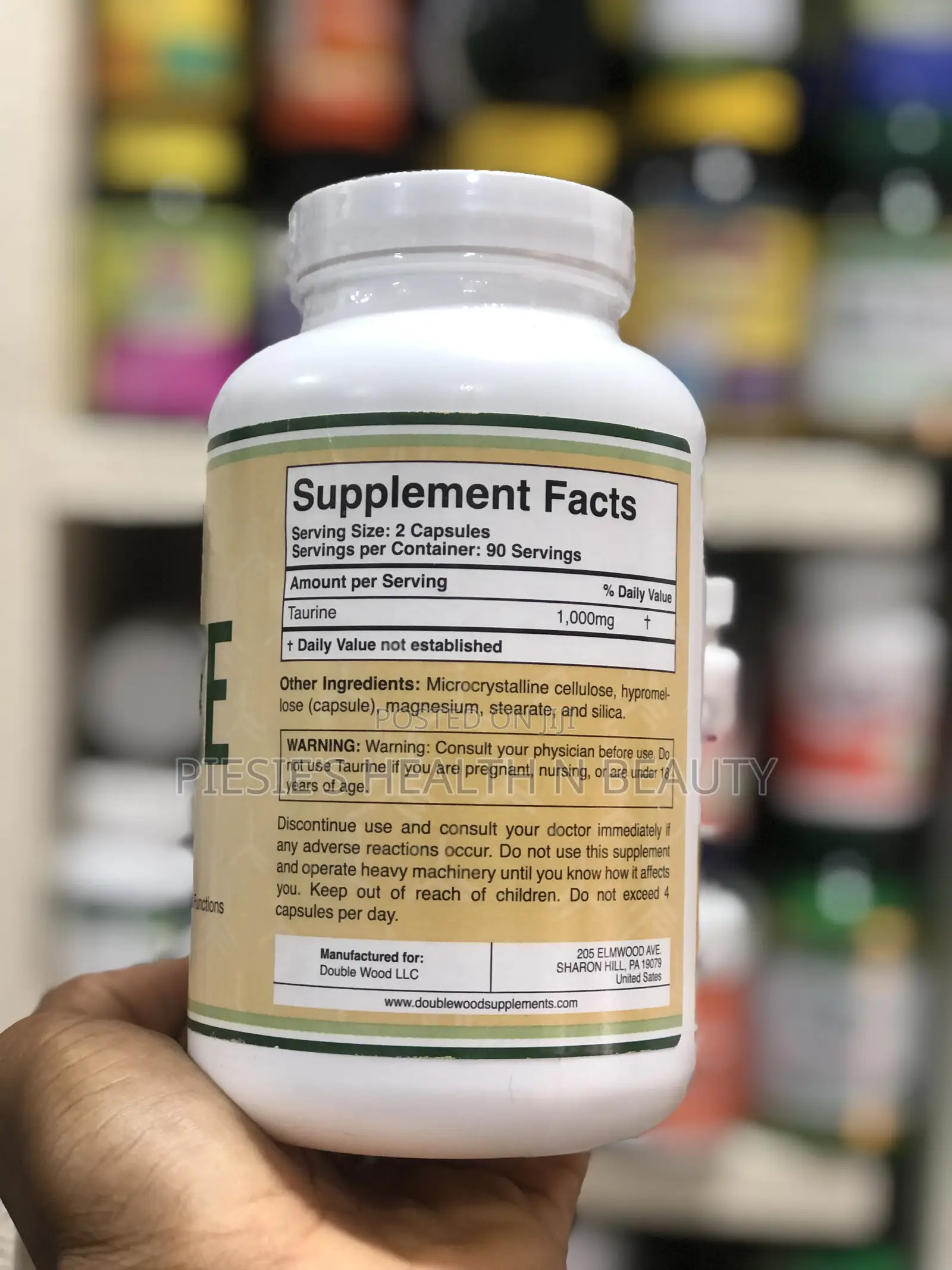 Double Wood - L-Taurine - 180 X 1000 Mg Capsules