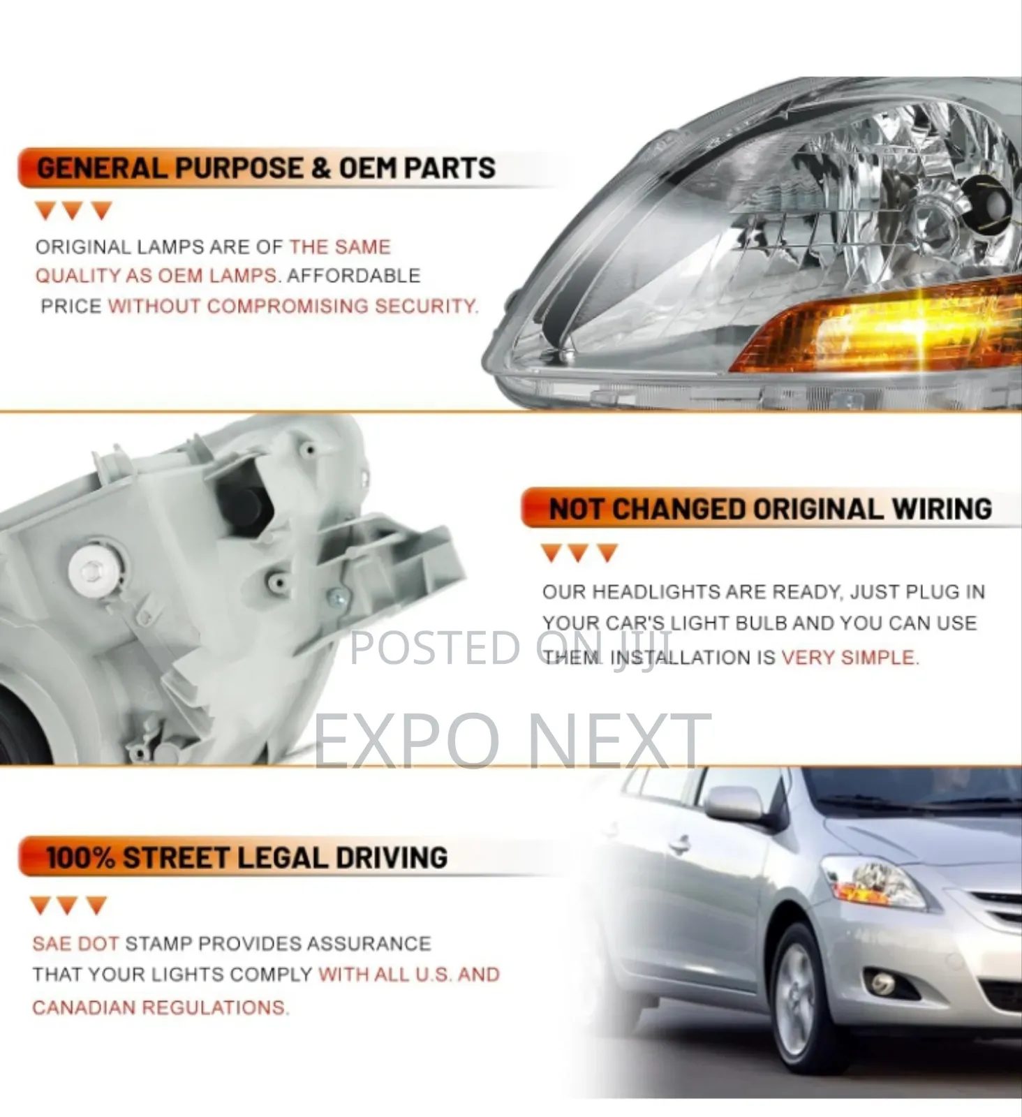 Headlight Compatible for Toyota Yaris Sedan 2006-2011