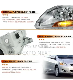 Headlight Compatible for Toyota Yaris Sedan 2006-2011