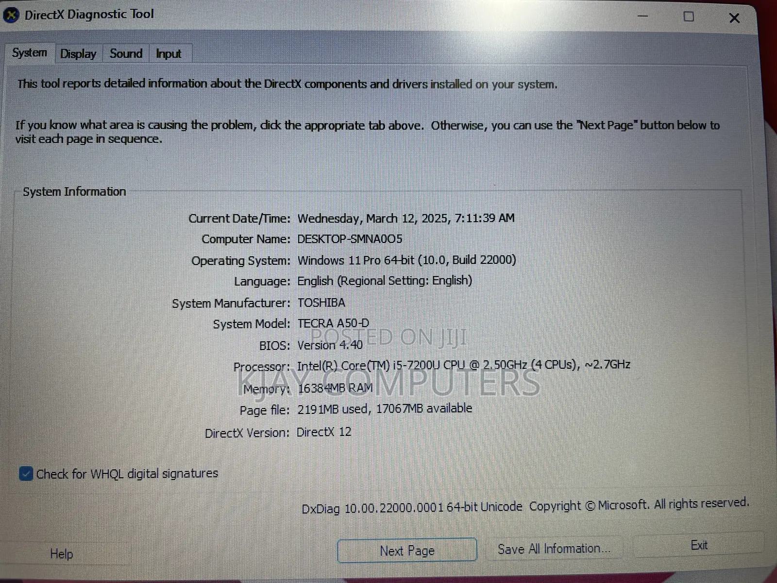Laptop Toshiba Tecra A50 16GB Intel Core I5 SSD 256GB