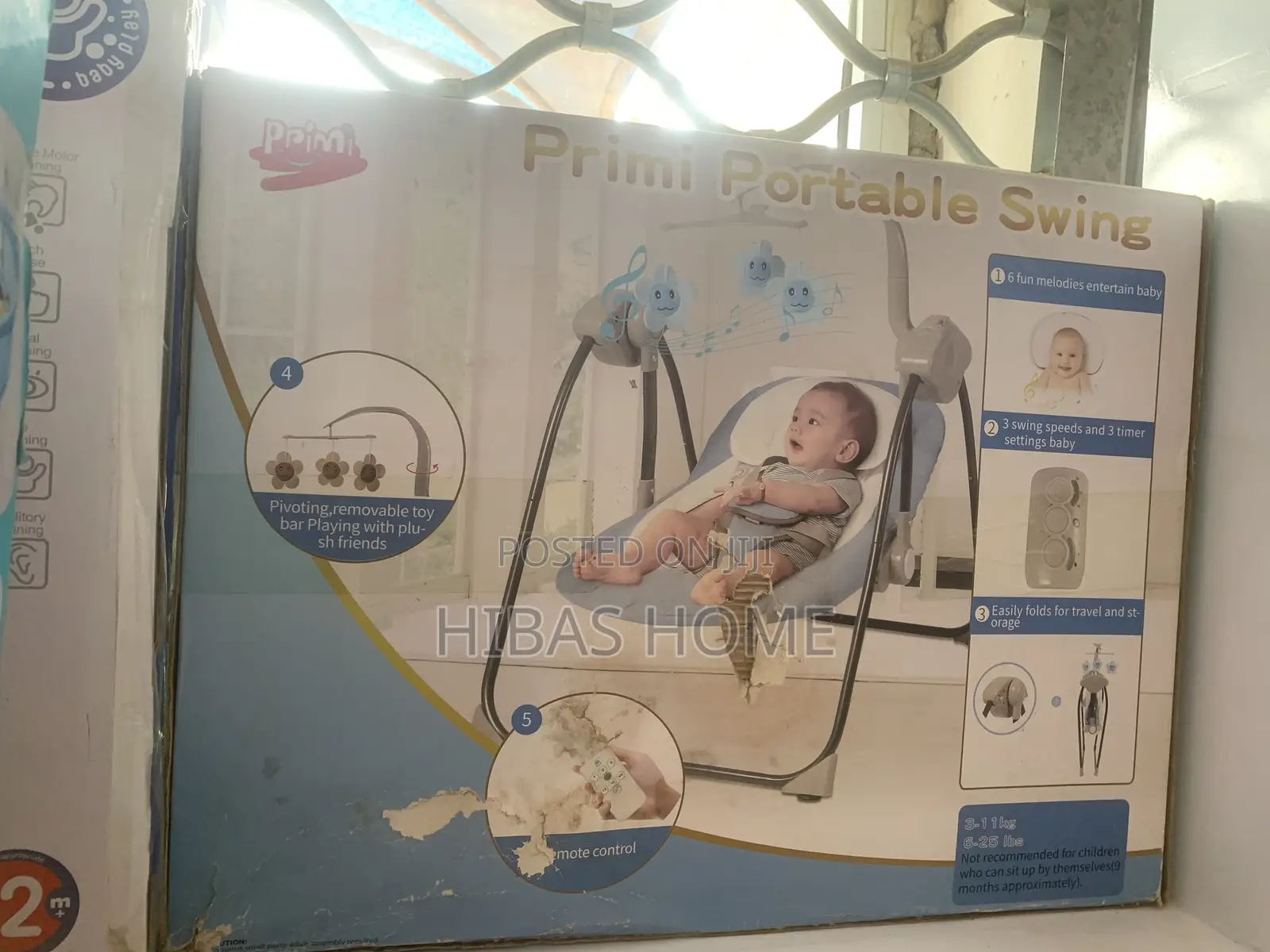 Primi Portable Baby Swing With Remote, Convenient for Travel