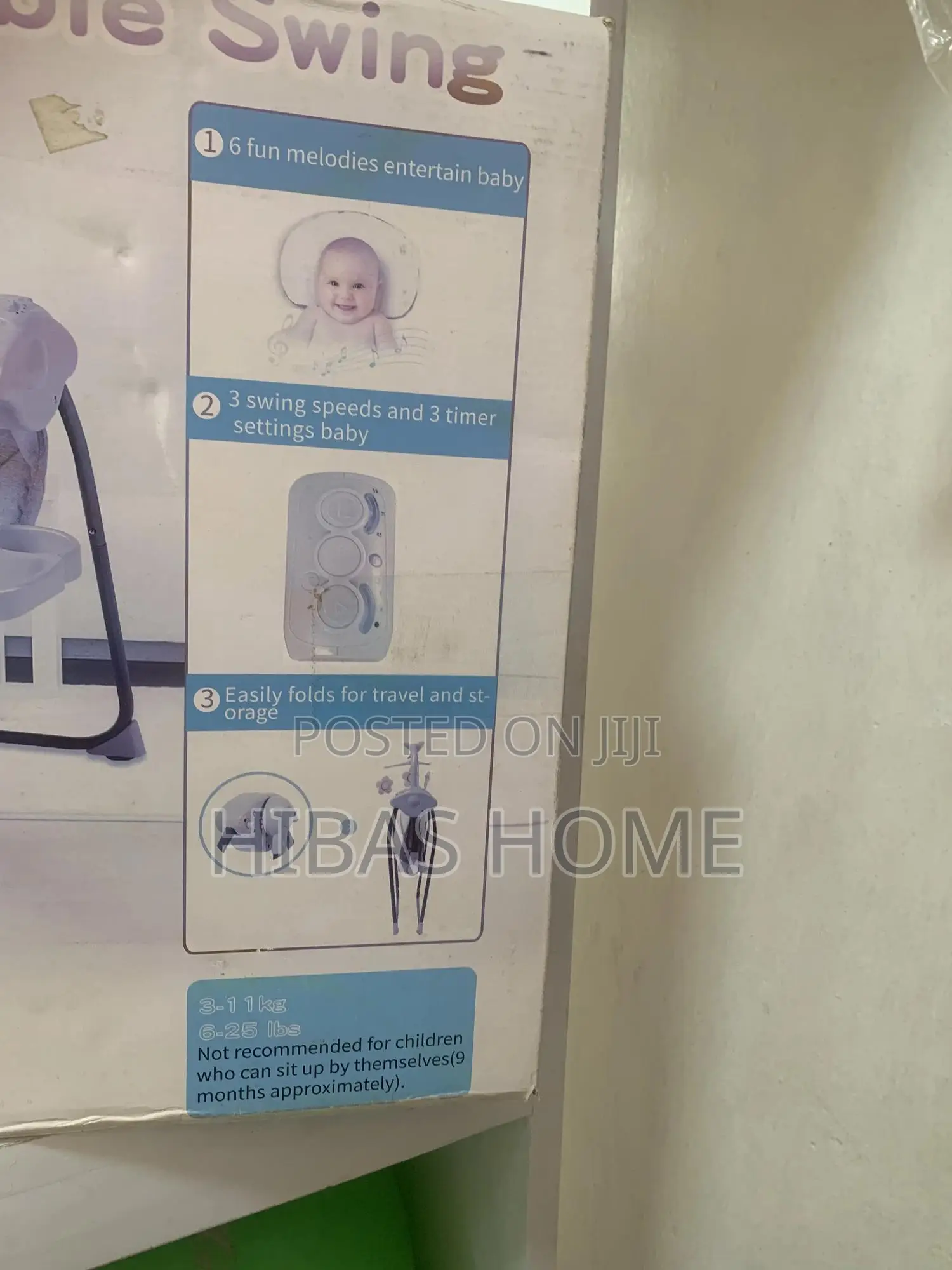 Primi Portable Baby Swing, Remote, Convenient for Travelling