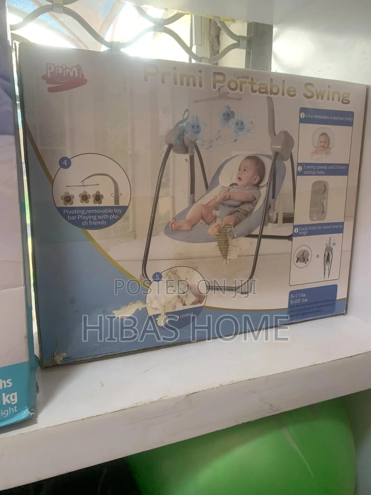 Primi Portable Baby Swing, Remote, Convenient for Travelling