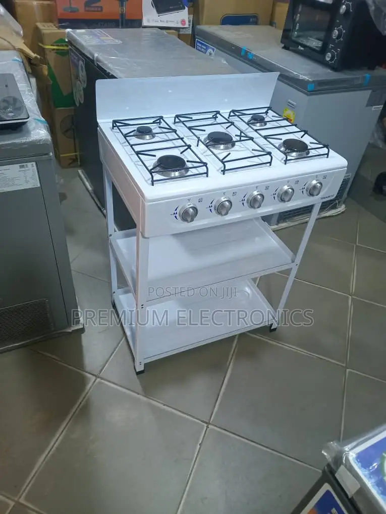 User-Friendly Designed Nasco 5 Burner Gas Stove With Shelves