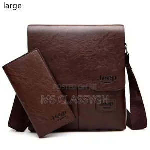 Jeep Men Bag 2 PCS Set Man Leather Messenger Shouder Bag