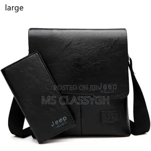 Jeep Men Bag 2 PCS Set Man Leather Messenger Shouder Bag