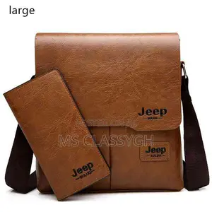 Jeep Men Bag 2 PCS Set Man Leather Messenger Shouder Bag