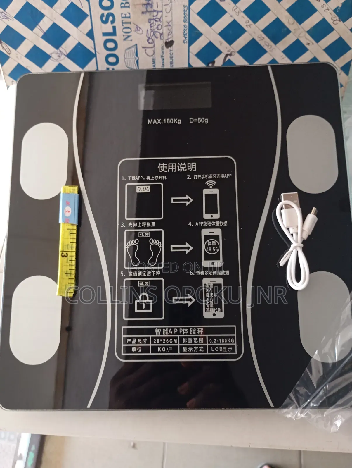 Multi-functional Usb Bluetooth Body Weighing Scale - Black
