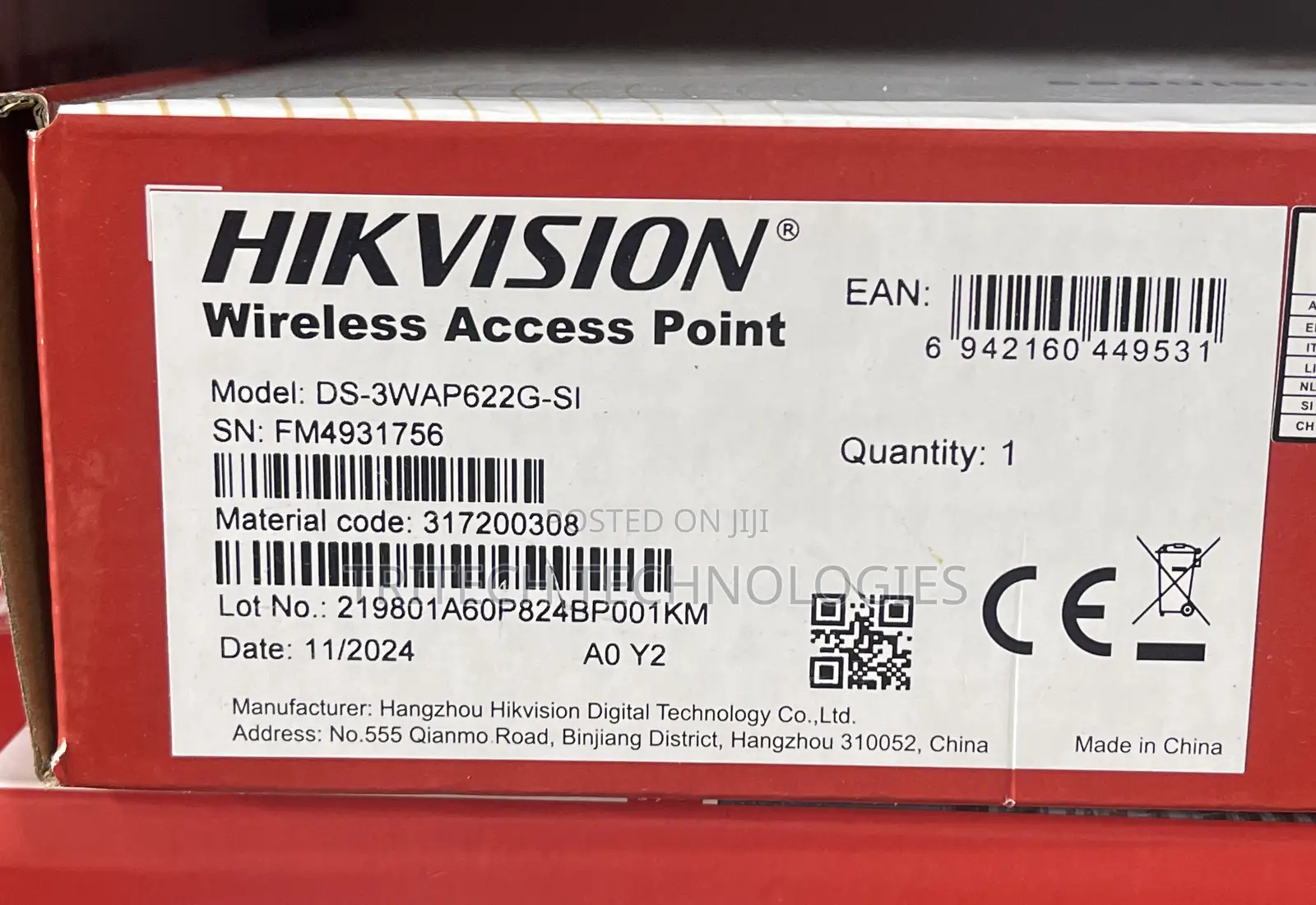 Hikvision Wi-Fi6 1800mbps Celling Accesspoint Ds-3wap622g-Si
