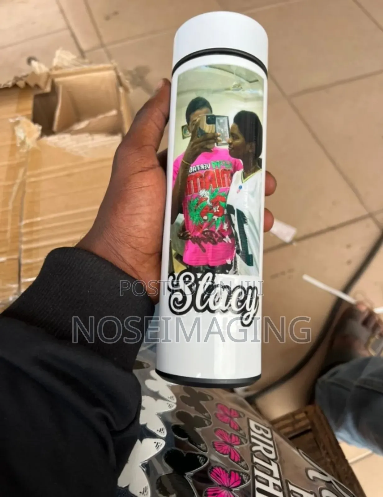 Customized Bamboo Flask And White Mug