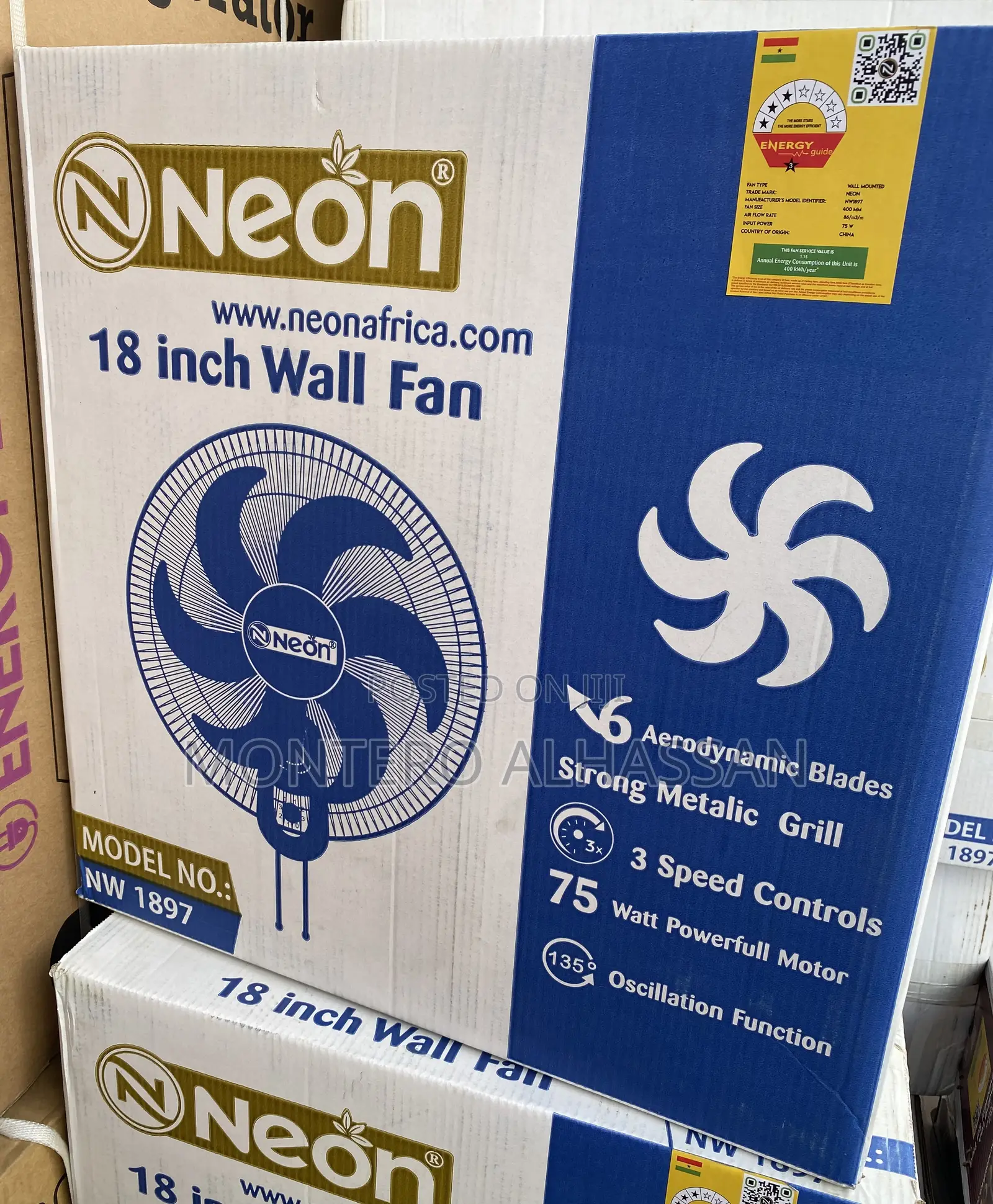Wall Fan 18 Inches/ Neon