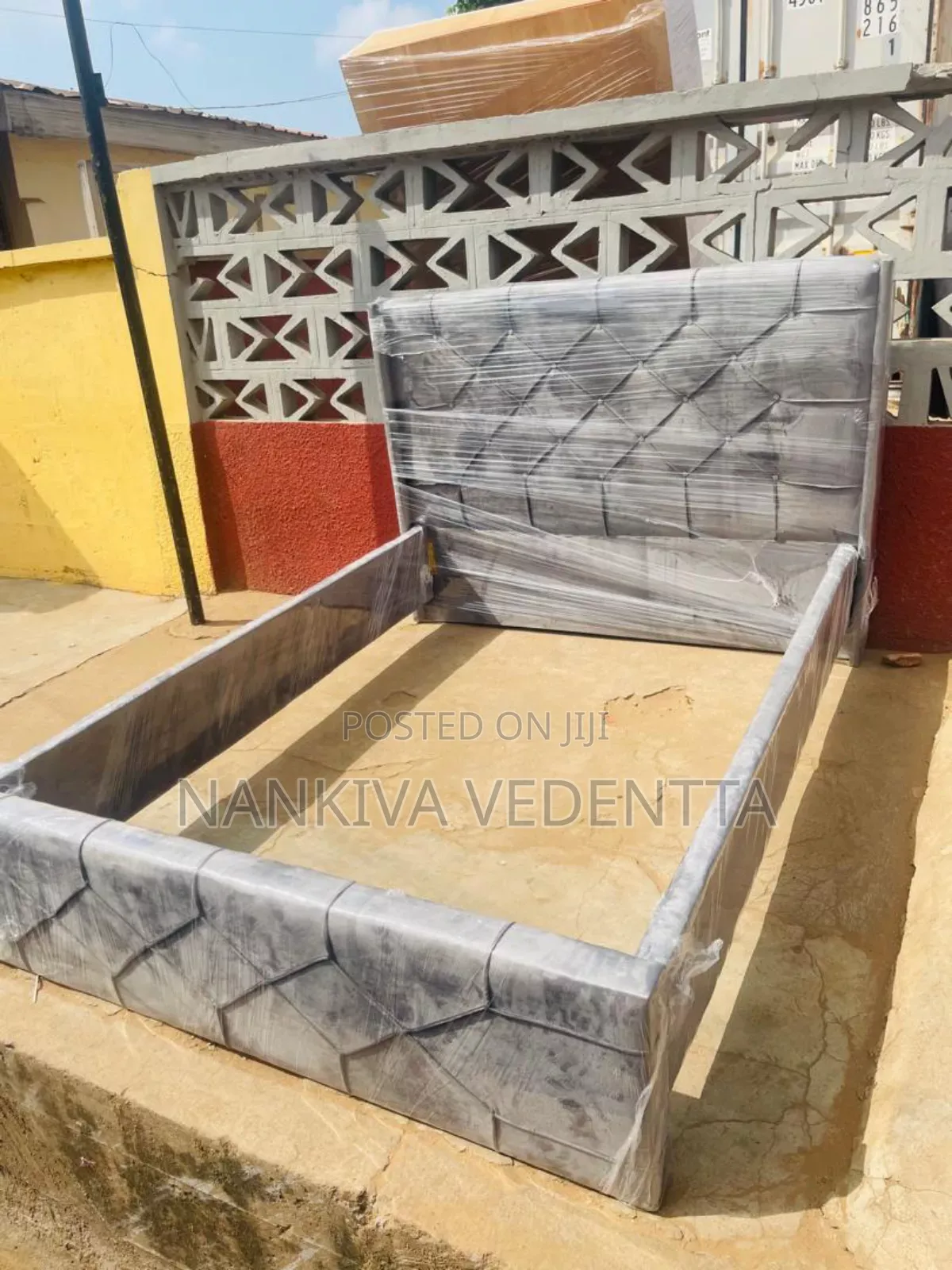 Fabric Gray Bed Frame
