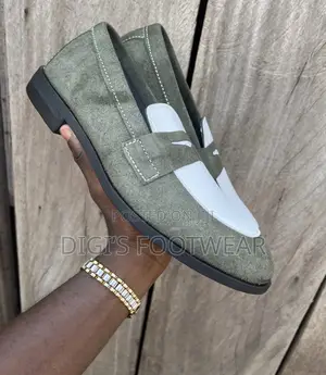Green Suede and White Leather Shoe