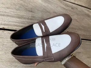 Brown and White Leather Combo Shoe