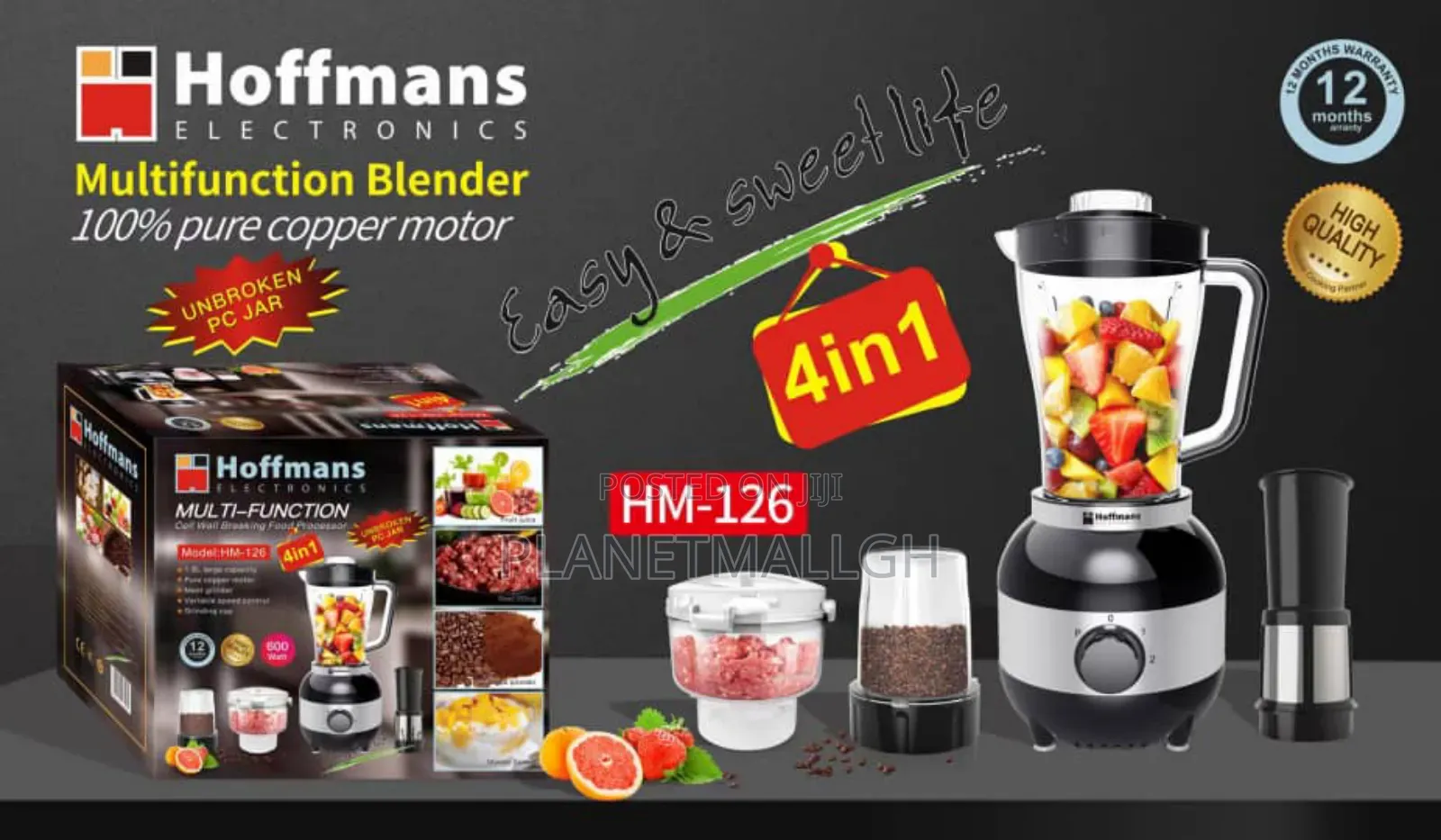 Hoffmans 4 in 1 Blender,Juicer, Grinder Processor