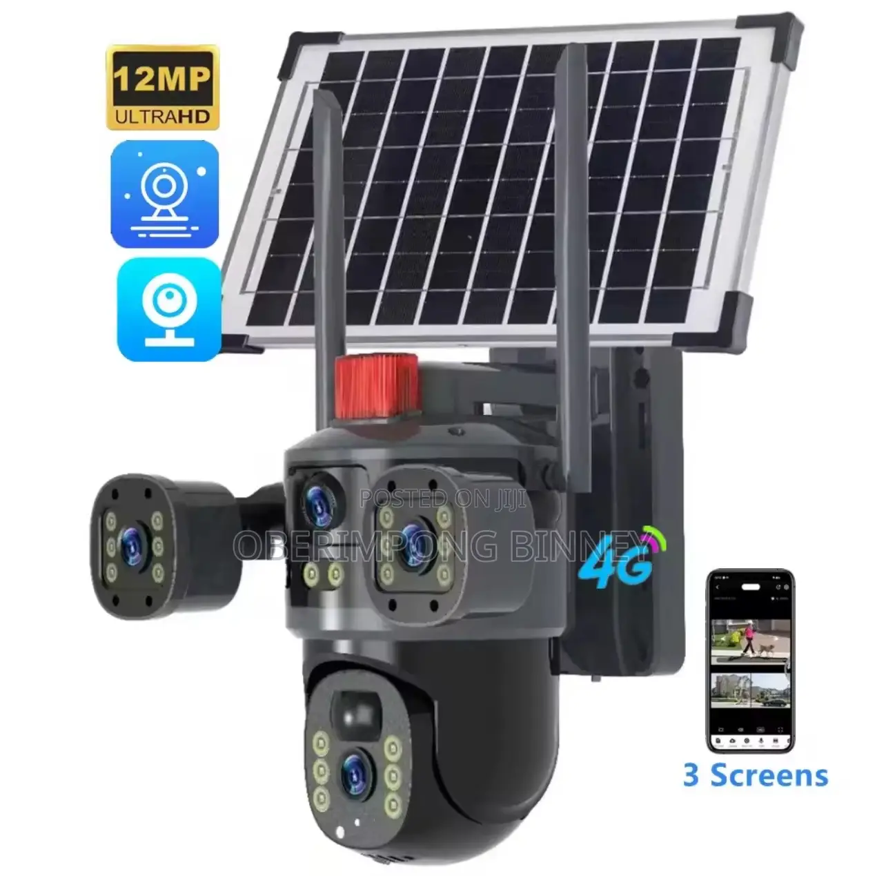 CCTV Triple Lens Solar Camera Wifi Version V380