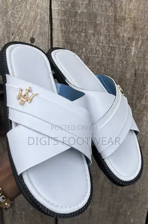 White Layered Slippers With Maserati Crown