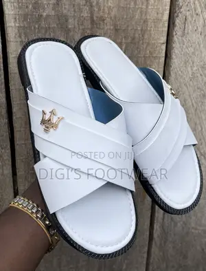 White Layered Slippers With Maserati Crown