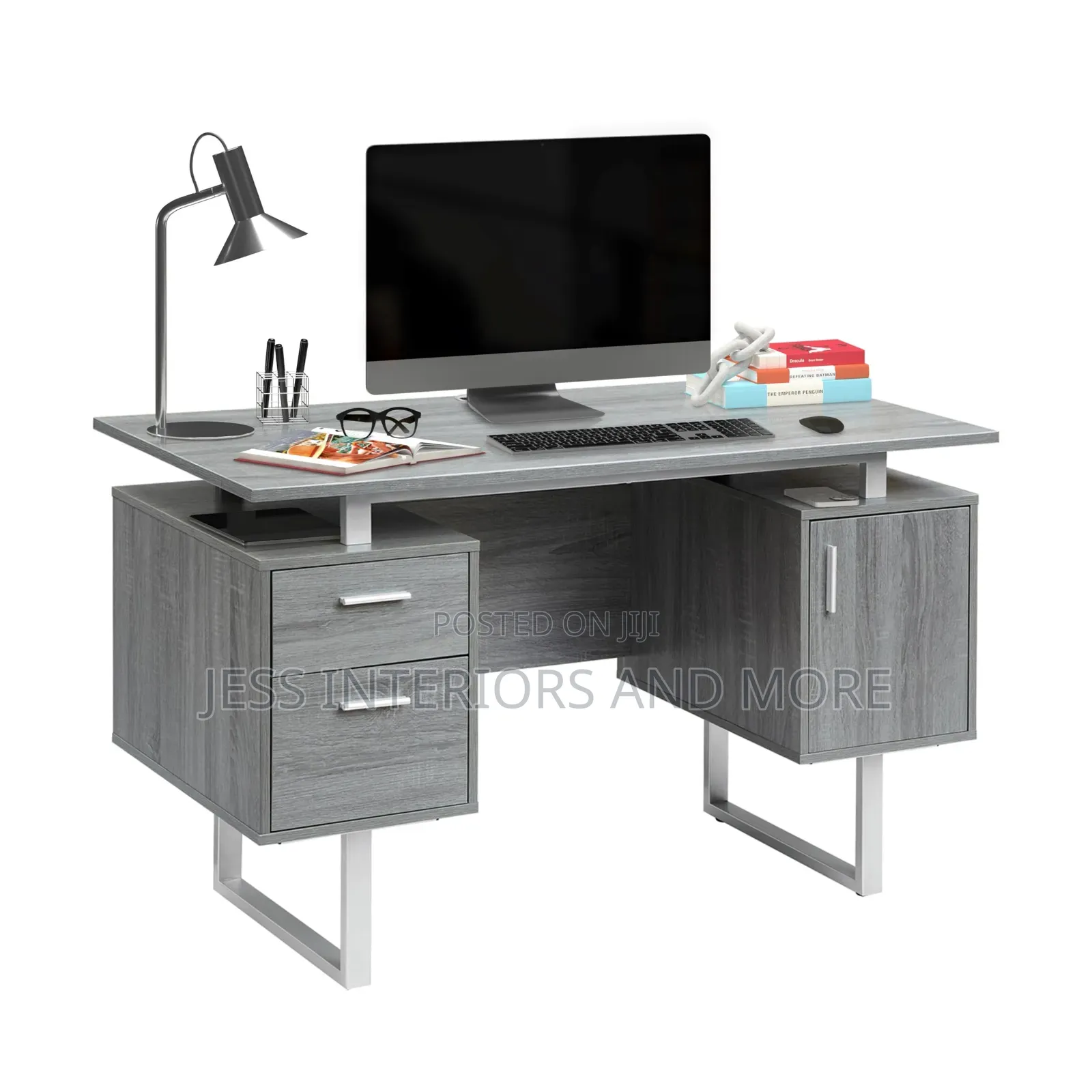 Office Desk With Storage, (Gray)