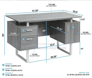 Office Desk With Storage, (Gray)