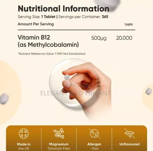 Vitamin B12 365 Tablets - Metabolism, - Tiredness Fatigue