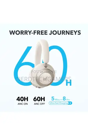 Anker Space One Wireless Over-Ear Back Headphones (Cream
