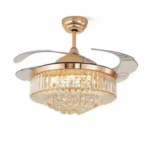 Crystal Golden Chandelier Fan With Light.