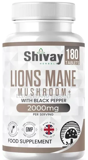 Lions Mane Mushroom 2000mg Per Serving +Black Pepper|180 Tab